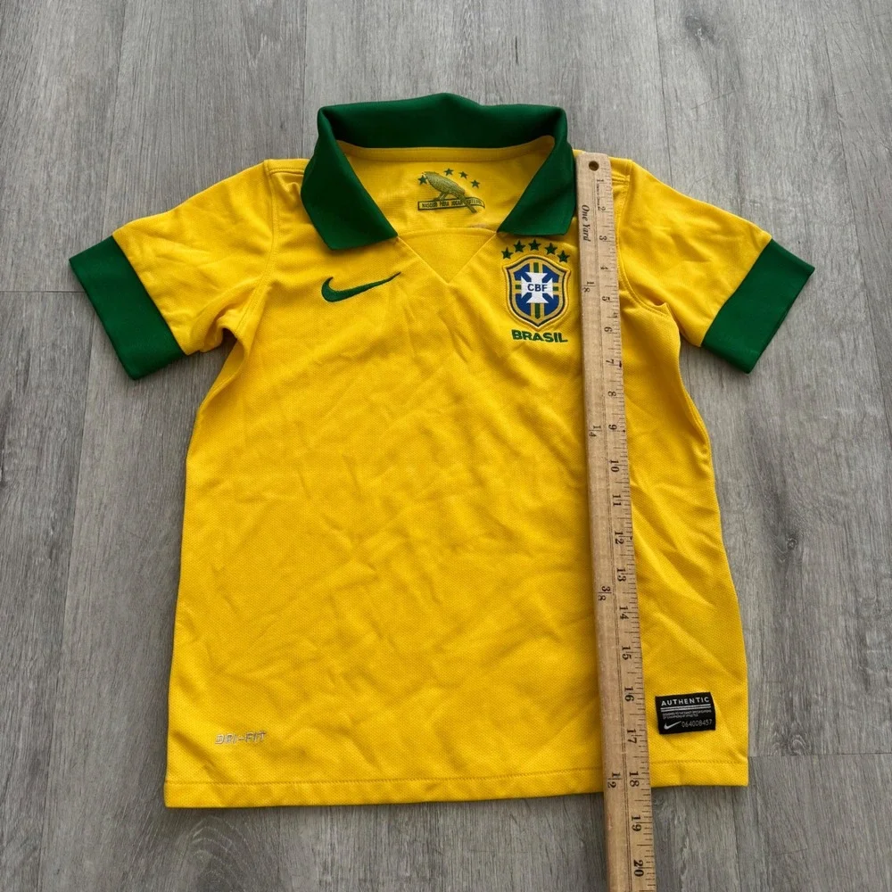 Nike Brazil CBF Soccer Jersey Kids XS Yellow Green Dri-FIT 519871-703